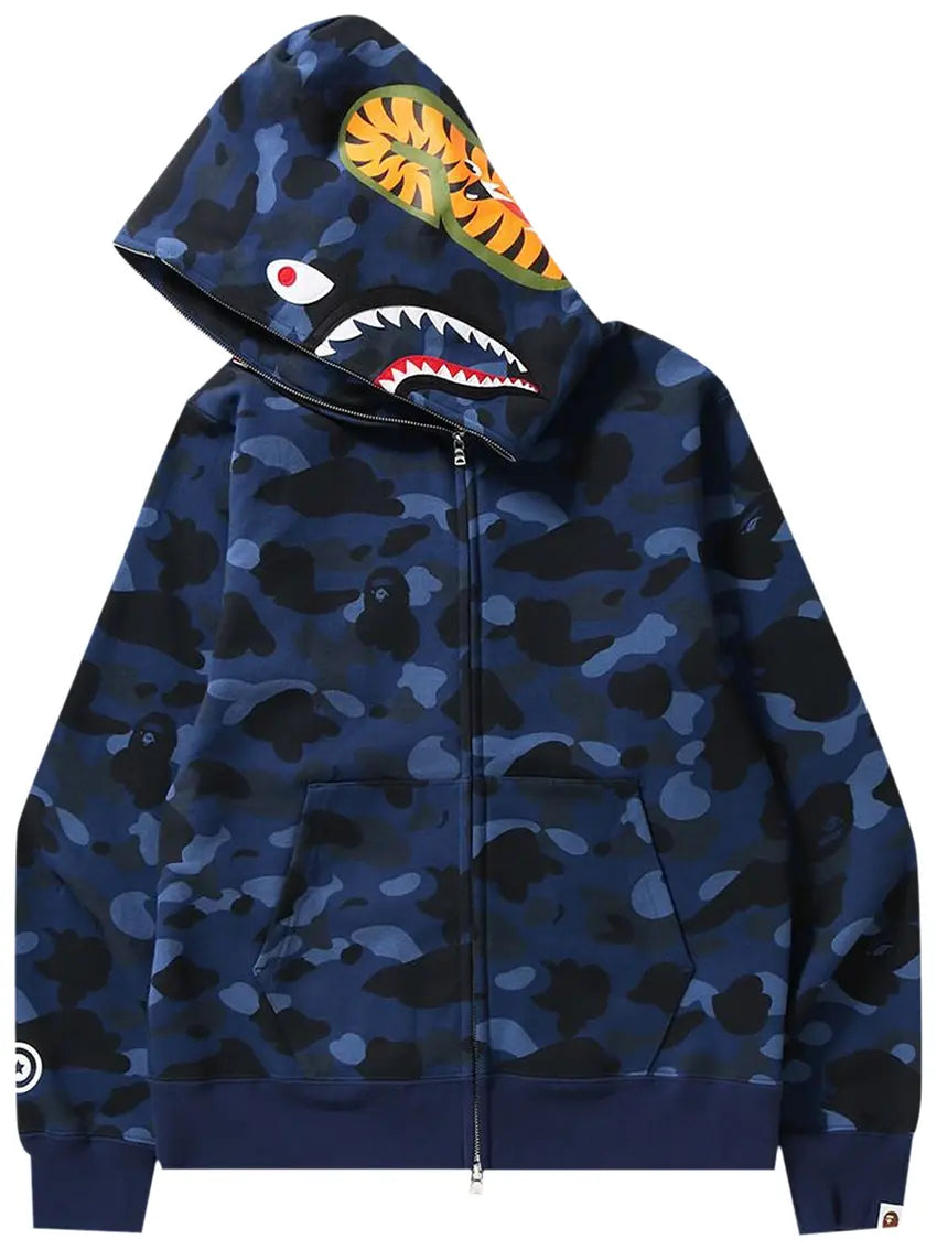 Bape Color Camo Shark Full Zip Hoodie Blue