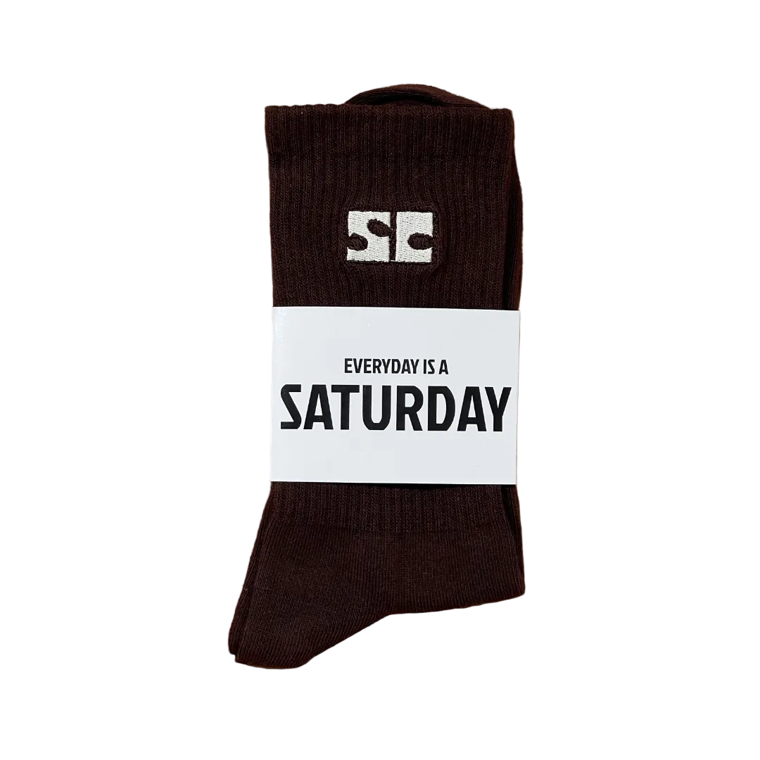 Saturday Logo Socks Brown