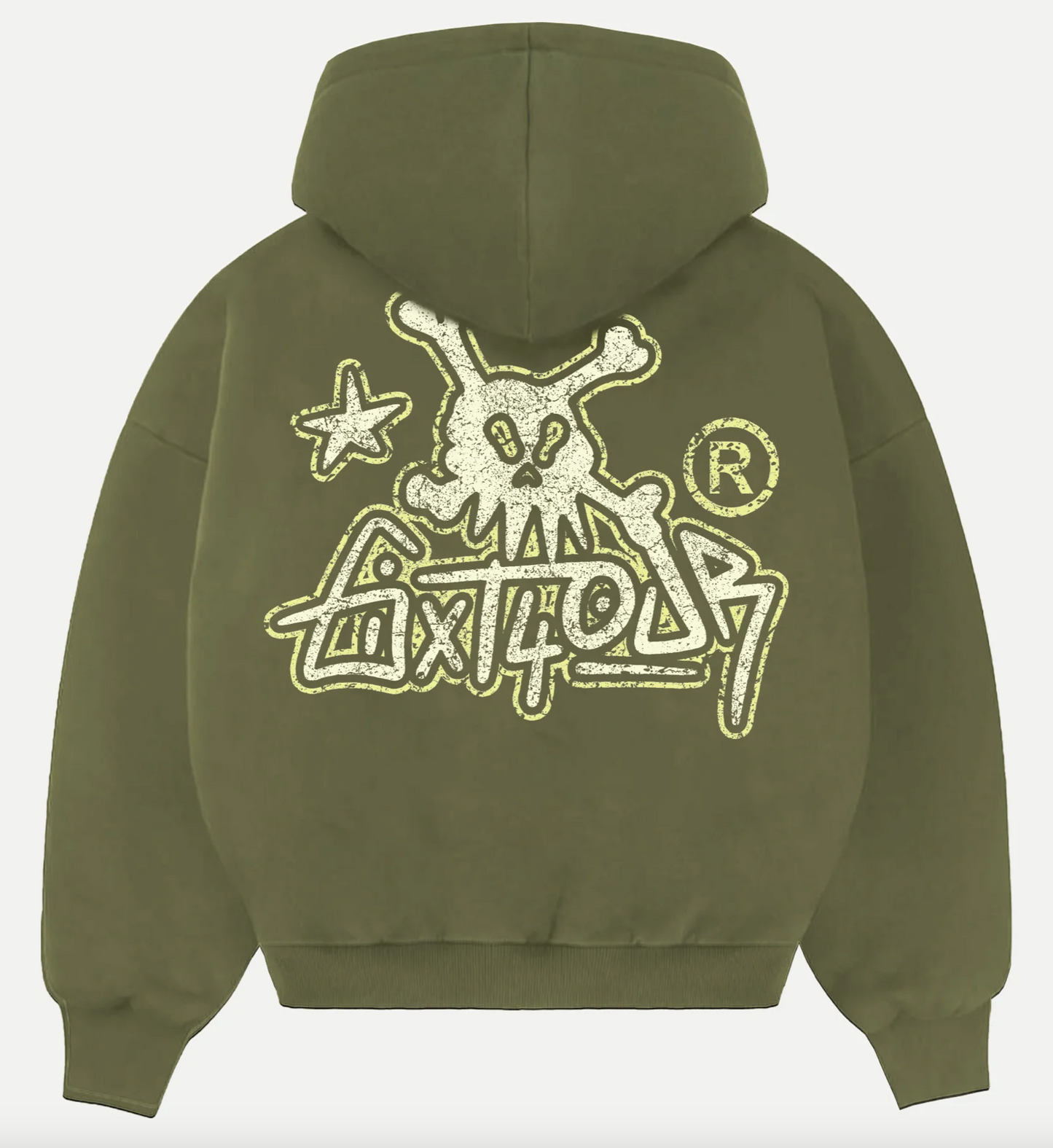 6ixt4our Skull Hoodie Green