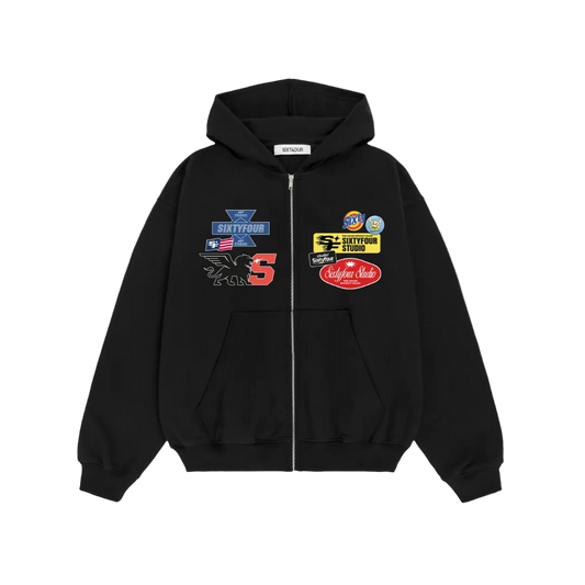 6ixt4our Badges Zipper Black