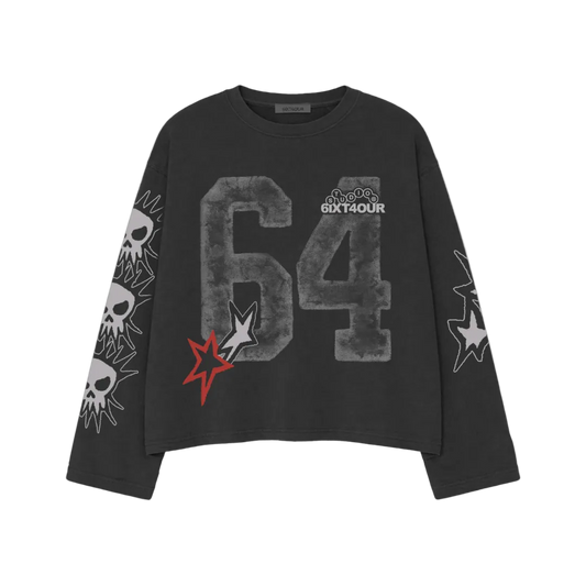 6ixt4our Colorful Stars Long Sleeve Black
