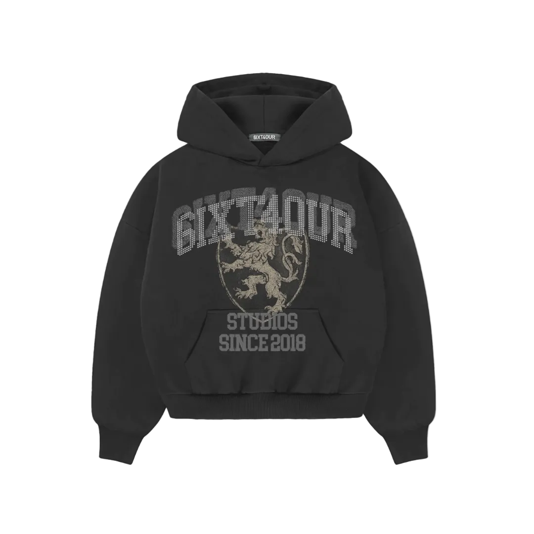 6ixt4our Shinny Black Hoodie