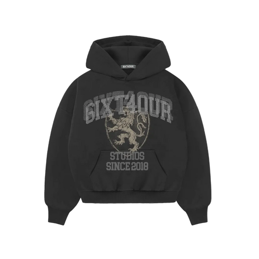 6ixt4our glänzender schwarzer Hoodie
