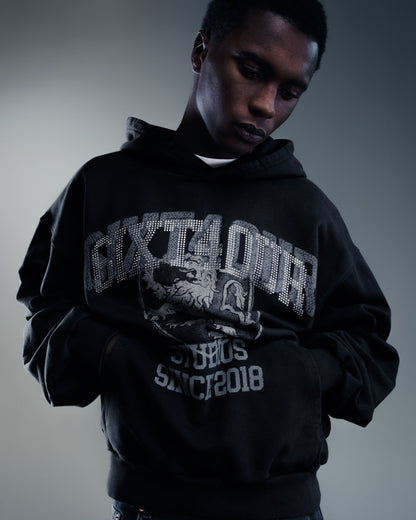 6ixt4our Shinny Black Hoodie