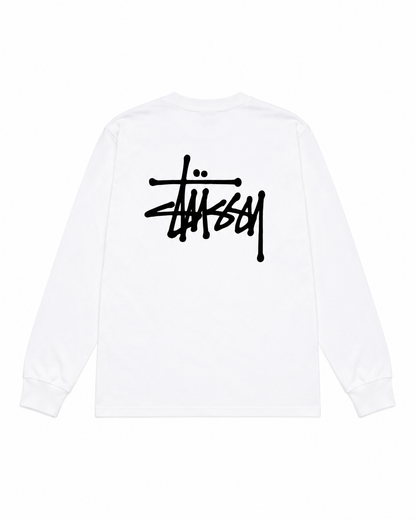 Stussy Basic weißes Langarmshirt