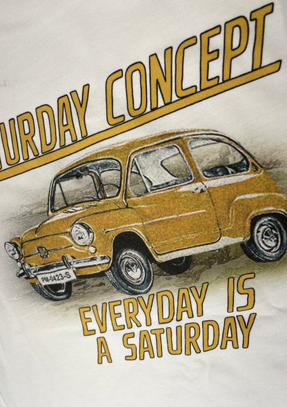 Saturday Car 600 Tee White