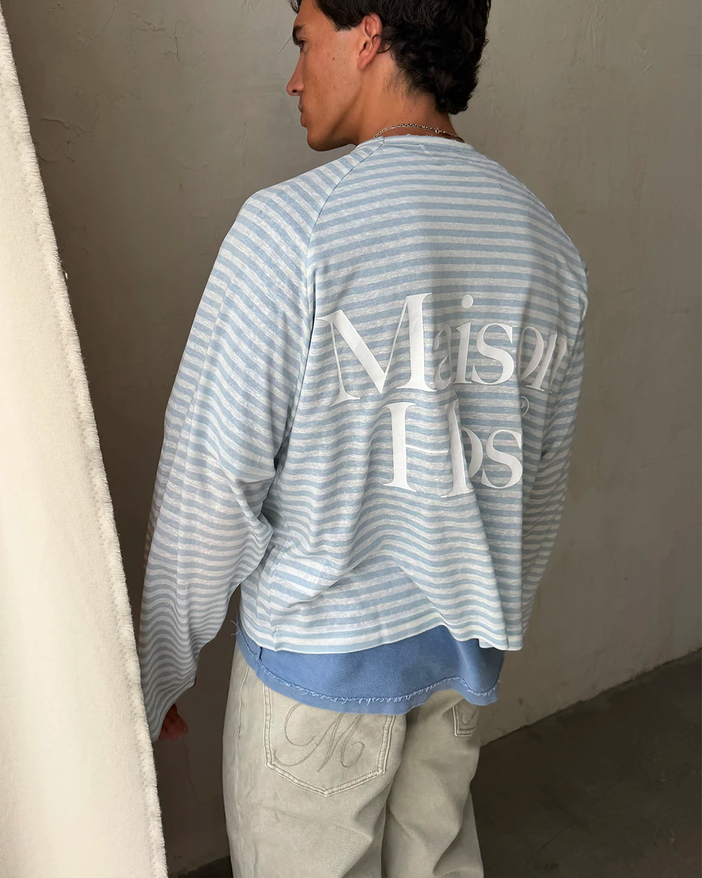 Host Striped Rag Blue Long Sleeve