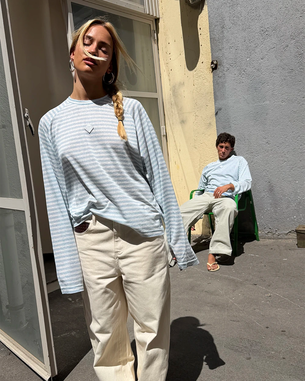 Host Striped Rag Blue Long Sleeve