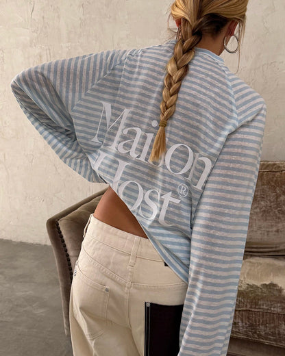 Host Striped Rag Blue Long Sleeve
