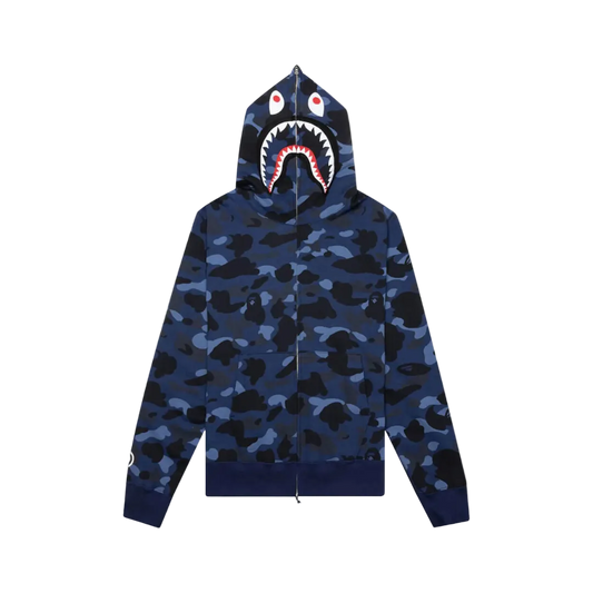 Bape Color Camo Shark Full Zip Hoodie Blau