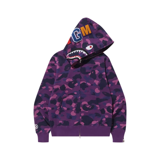 Bape Color Camo Shark Full Zip Hoodie Lila