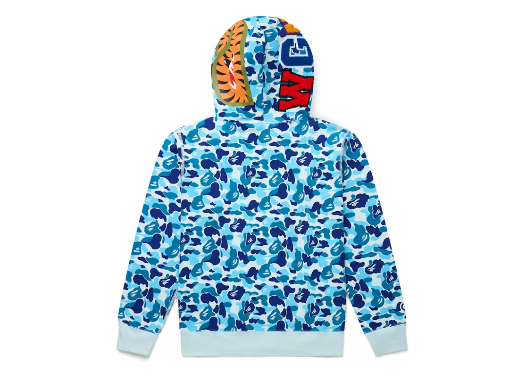 Bape Comor Camo Shark Full Zip Hoodie Baby Blue