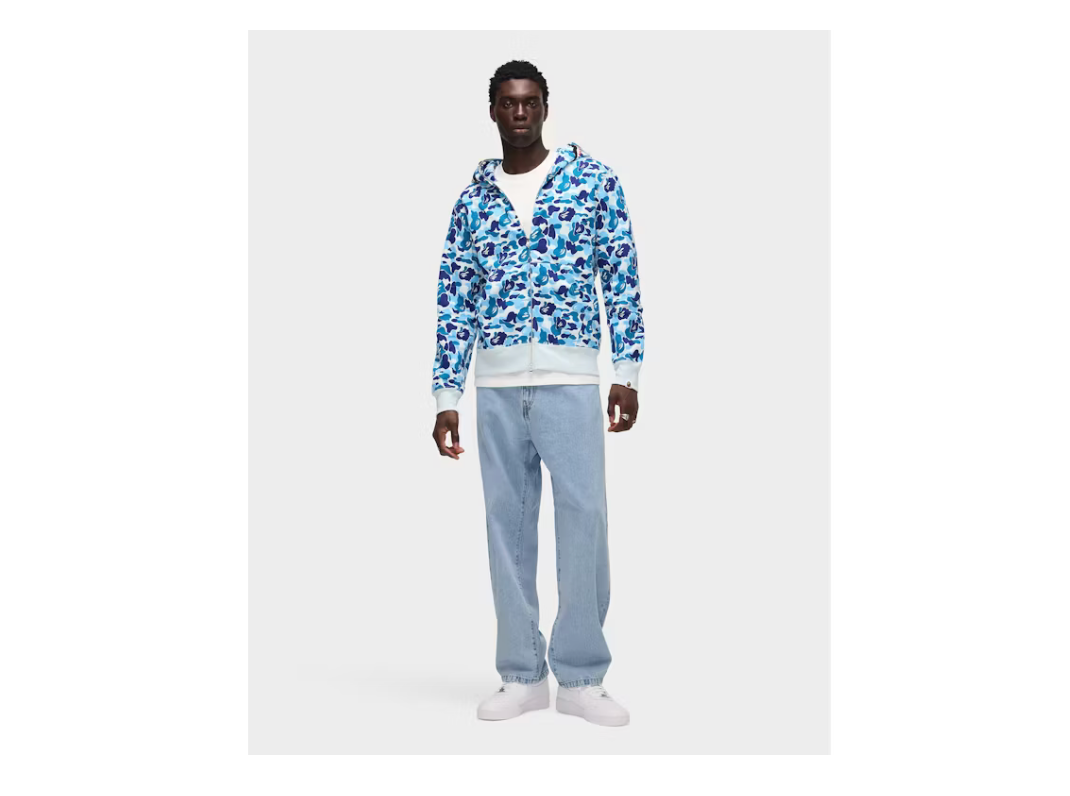 Bape Comor Camo Shark Full Zip Hoodie Baby Blue