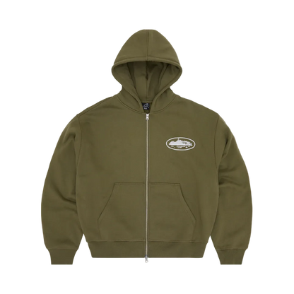 Corteiz OG Island Zip Hoodie Olive