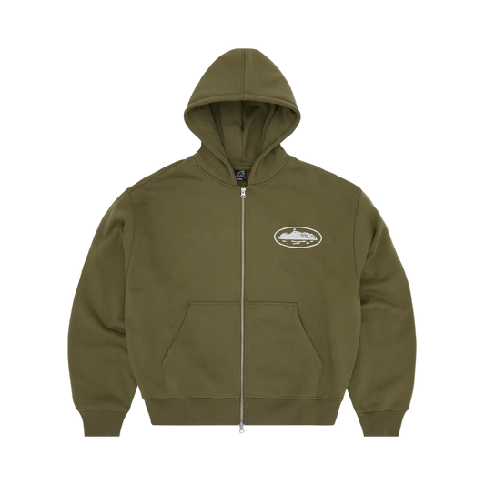 Corteiz OG Island Zip Hoodie Olive