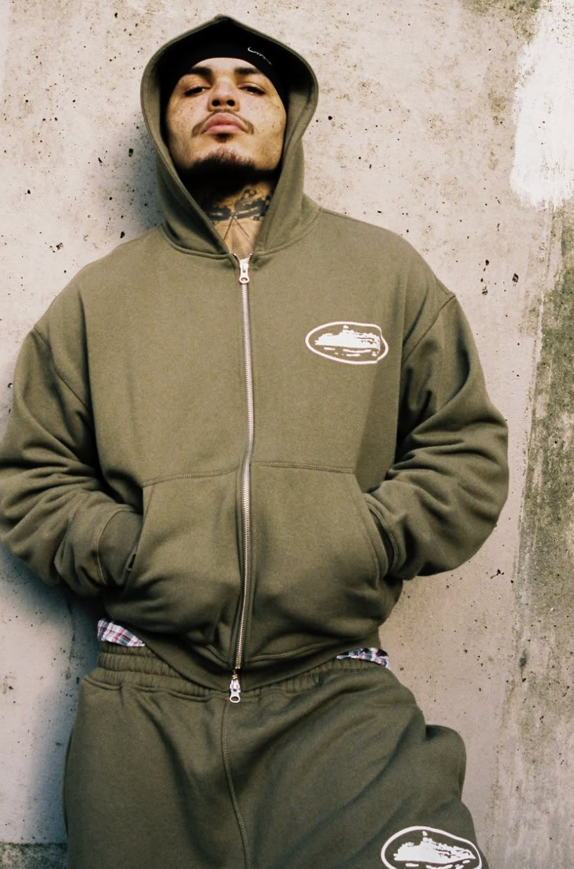 Corteiz OG Island Zip Hoodie Olive