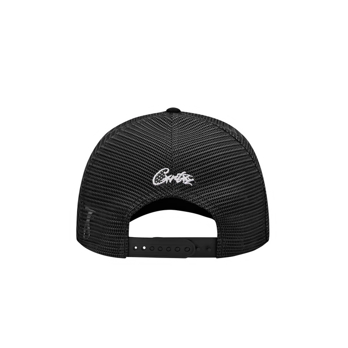 Corteiz Trucker Hat Black White
