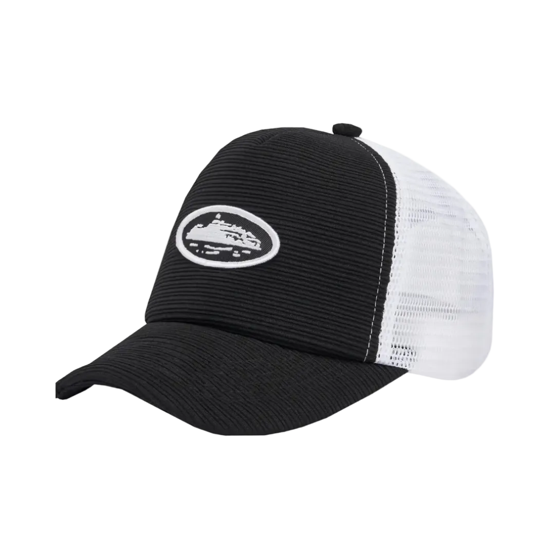 Corteiz Trucker Hat Short Peak Black
