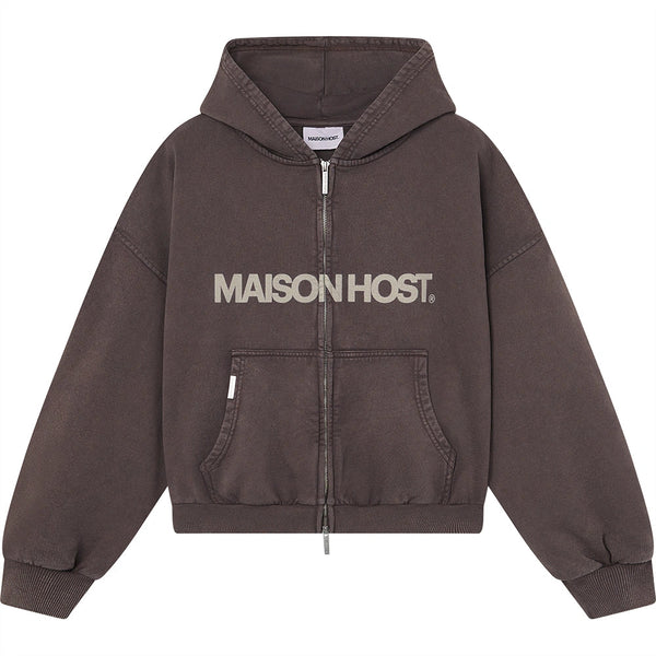 Host Erode Wave Zipped Hoodie Brown