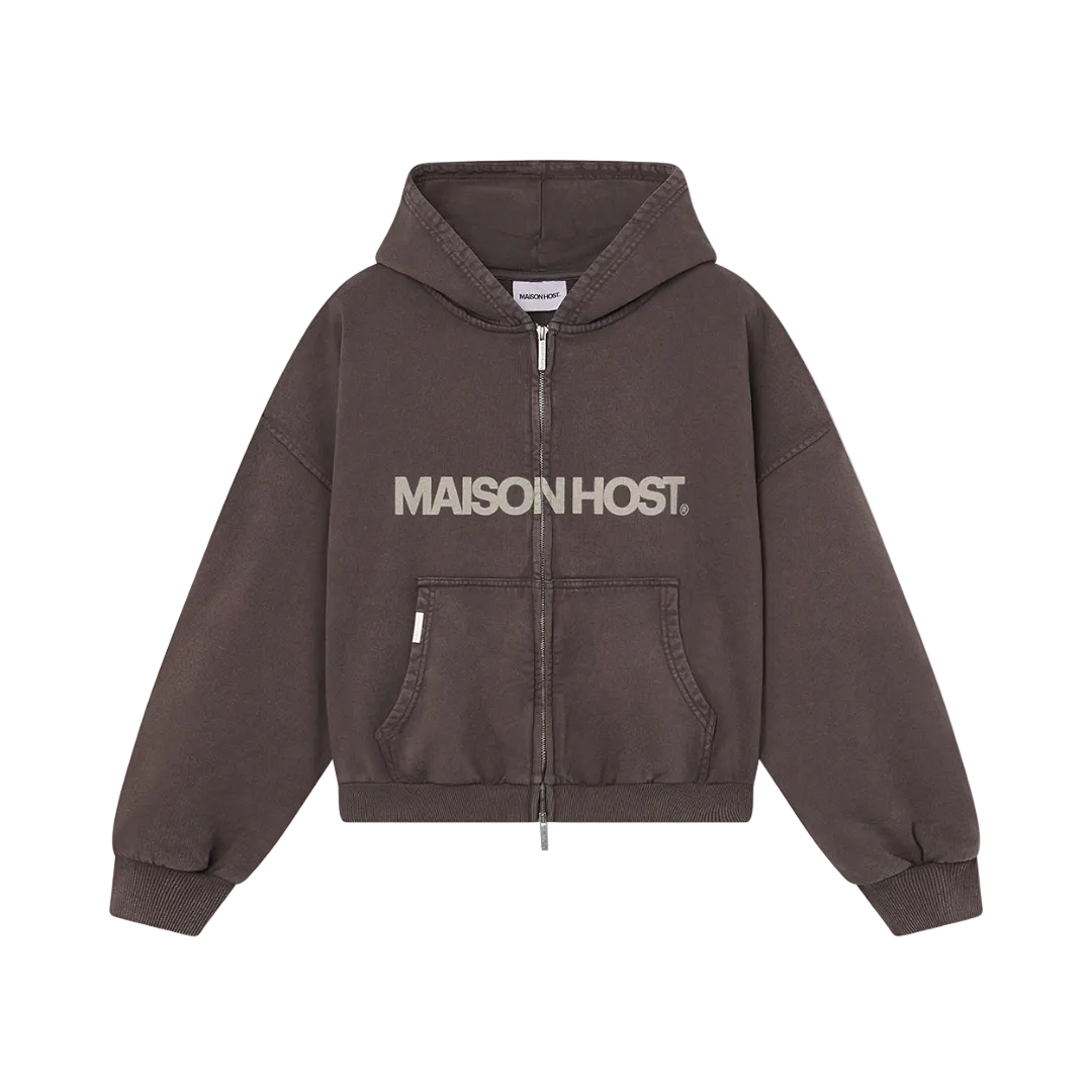 Host Erode Wave Zipped Hoodie Brown