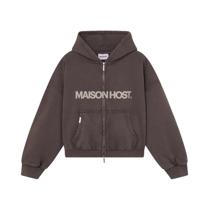 Host Erode Wave Zipped Hoodie Brown