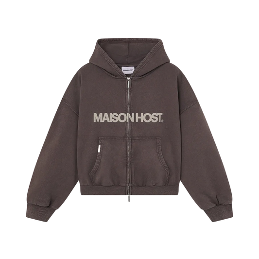 Host Erode Wave Zipped Hoodie Brown