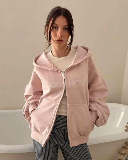 Host Erode Wave Zipped Hoodie Pink