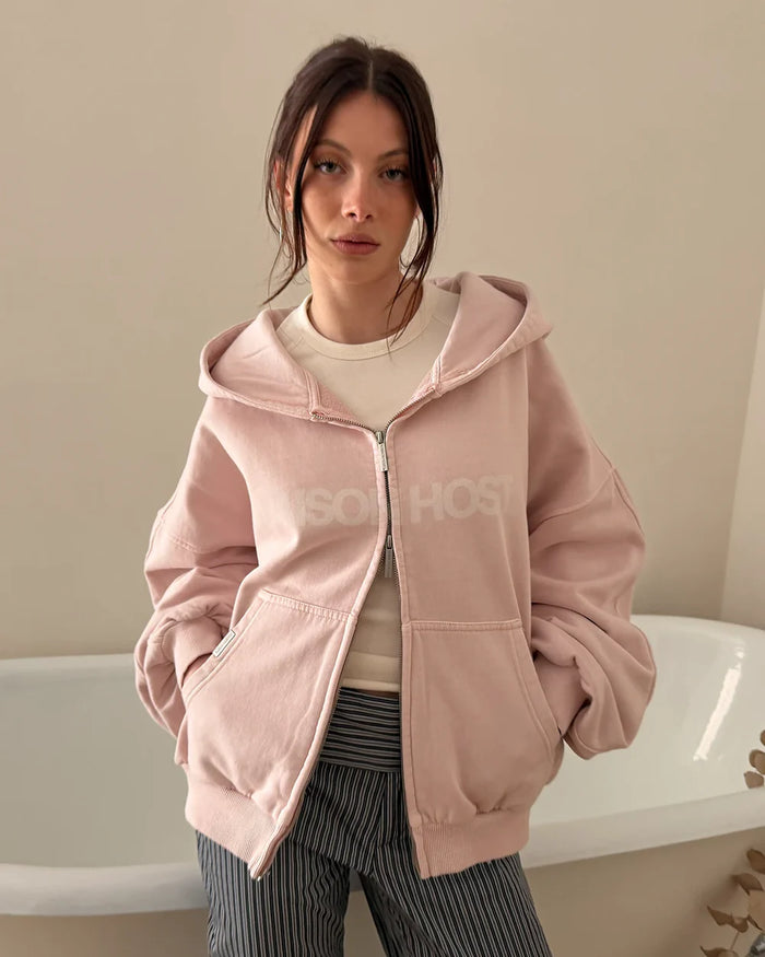 Host Erode Wave Zipped Hoodie Pink
