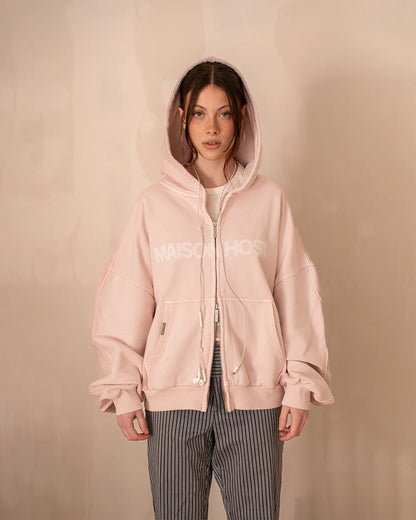 Host Erode Wave Zipped Hoodie Pink