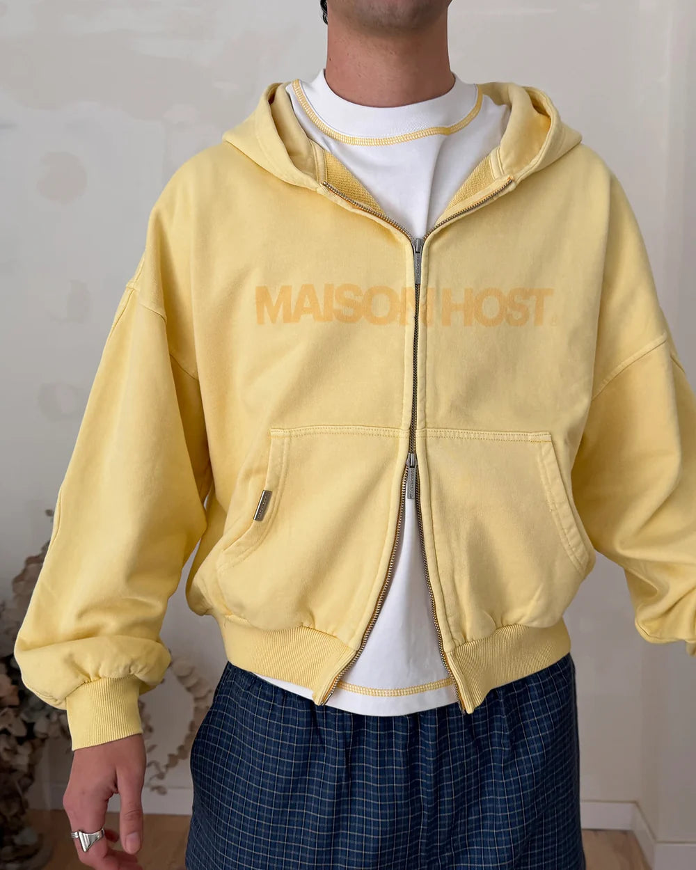 Host Erode Wave Zipped Hoodie Yellow