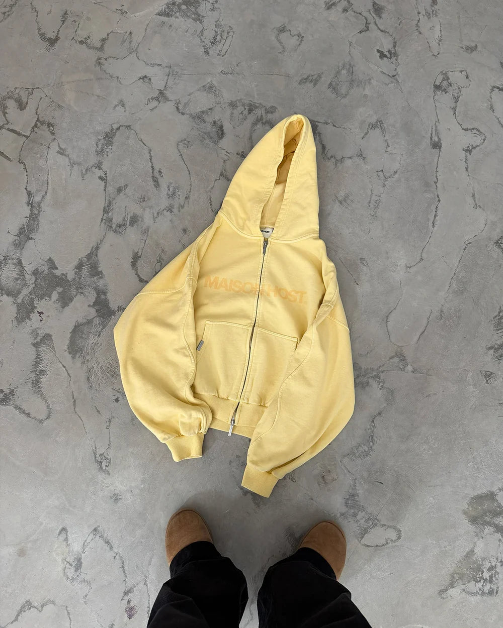Host Erode Wave Zipped Hoodie Yellow