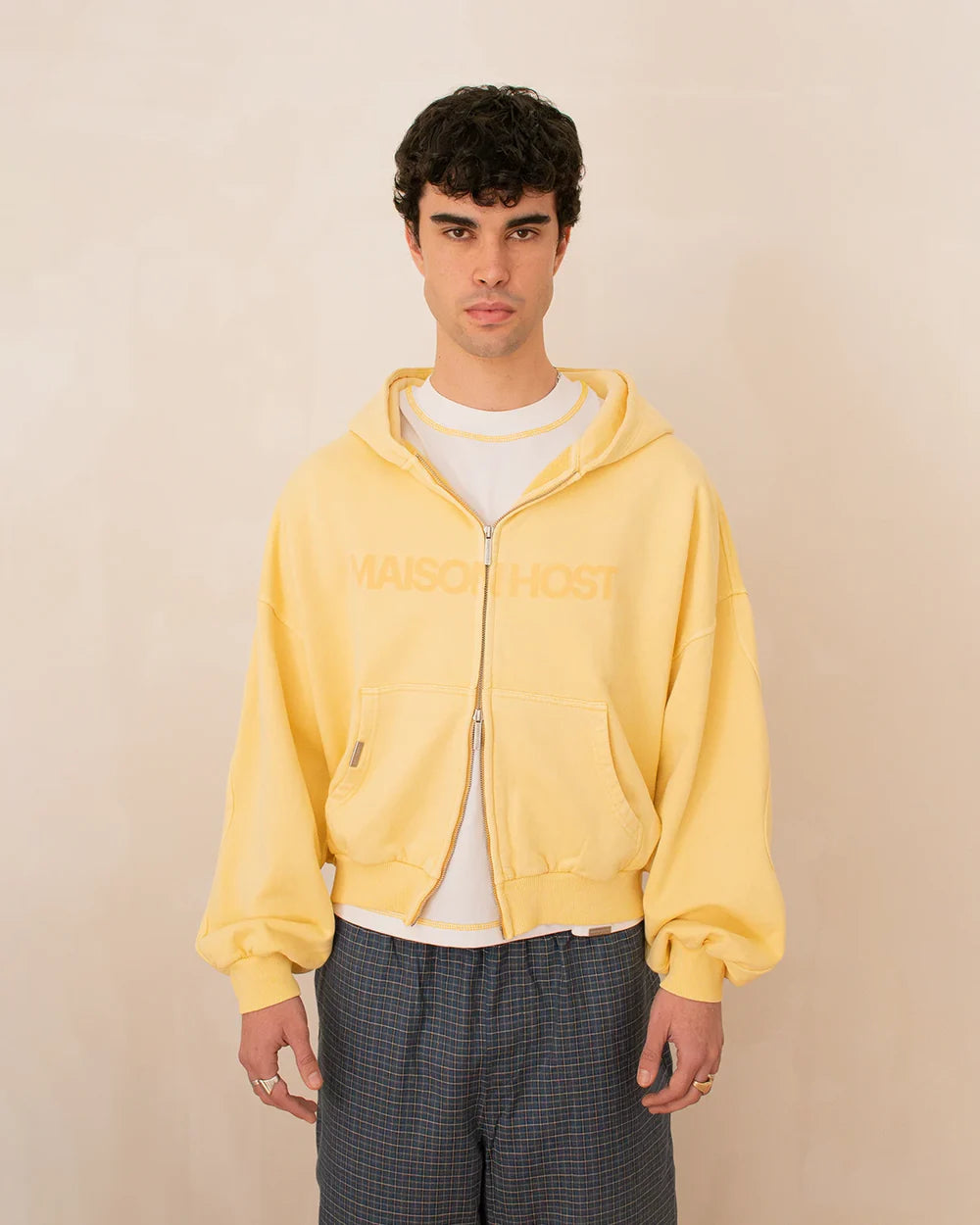 Host Erode Wave Zipped Hoodie Yellow