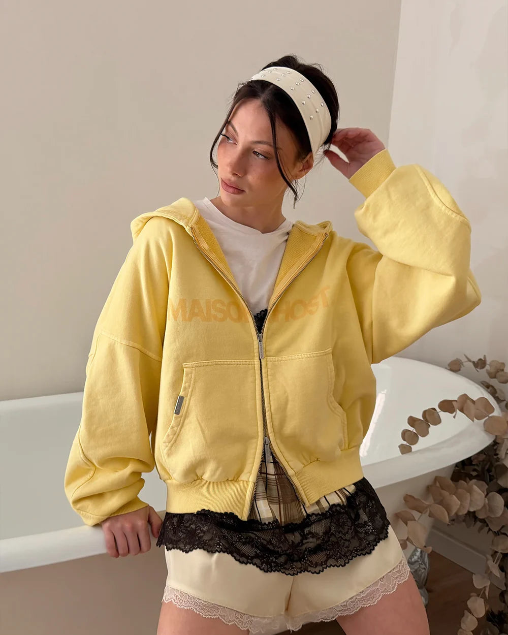 Host Erode Wave Zipped Hoodie Yellow