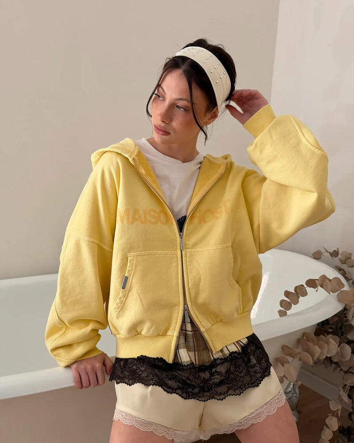 Host Erode Wave Zipped Hoodie Yellow
