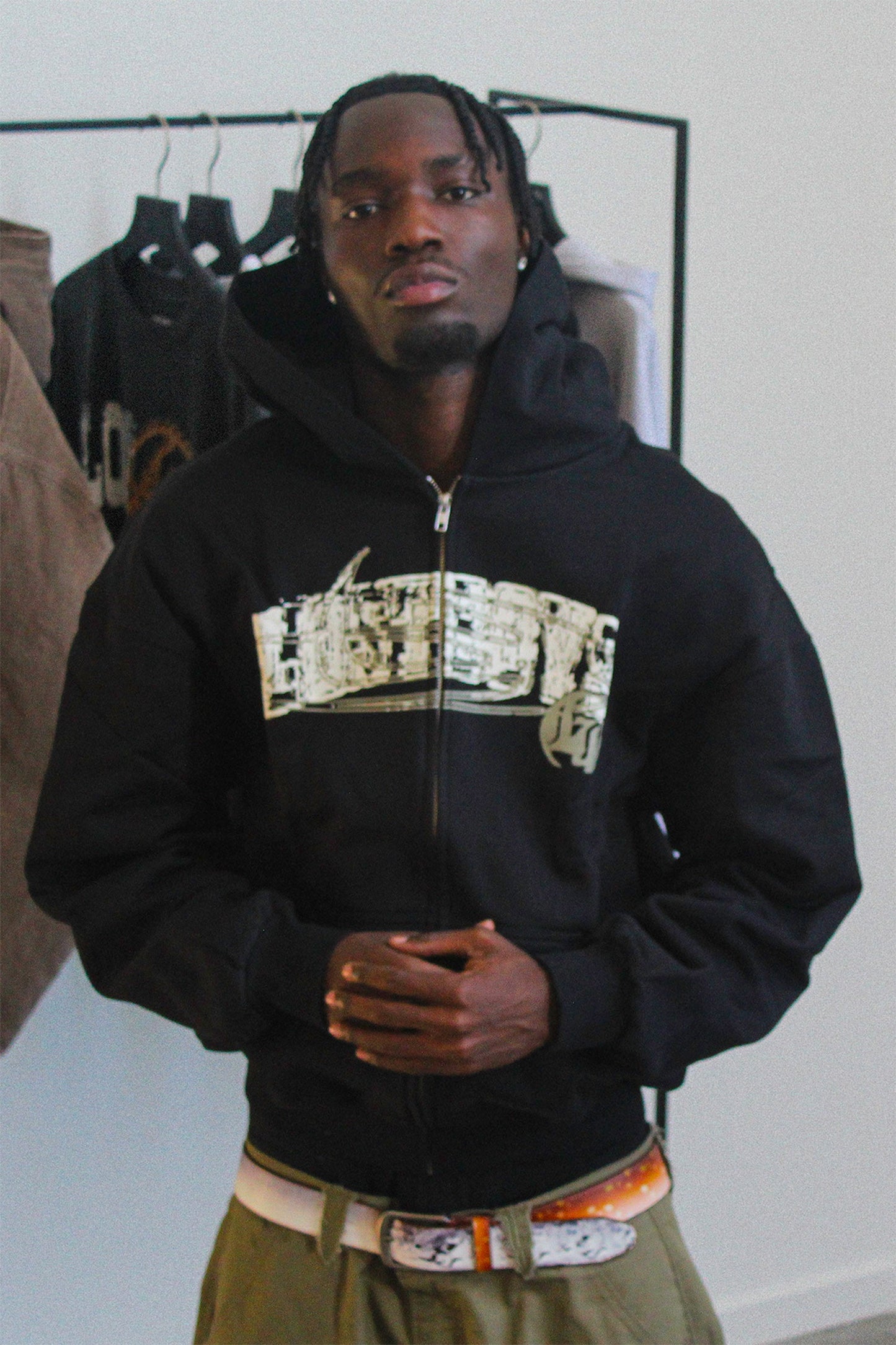 Lost Boys DIstrorted Zip Hoodie Black
