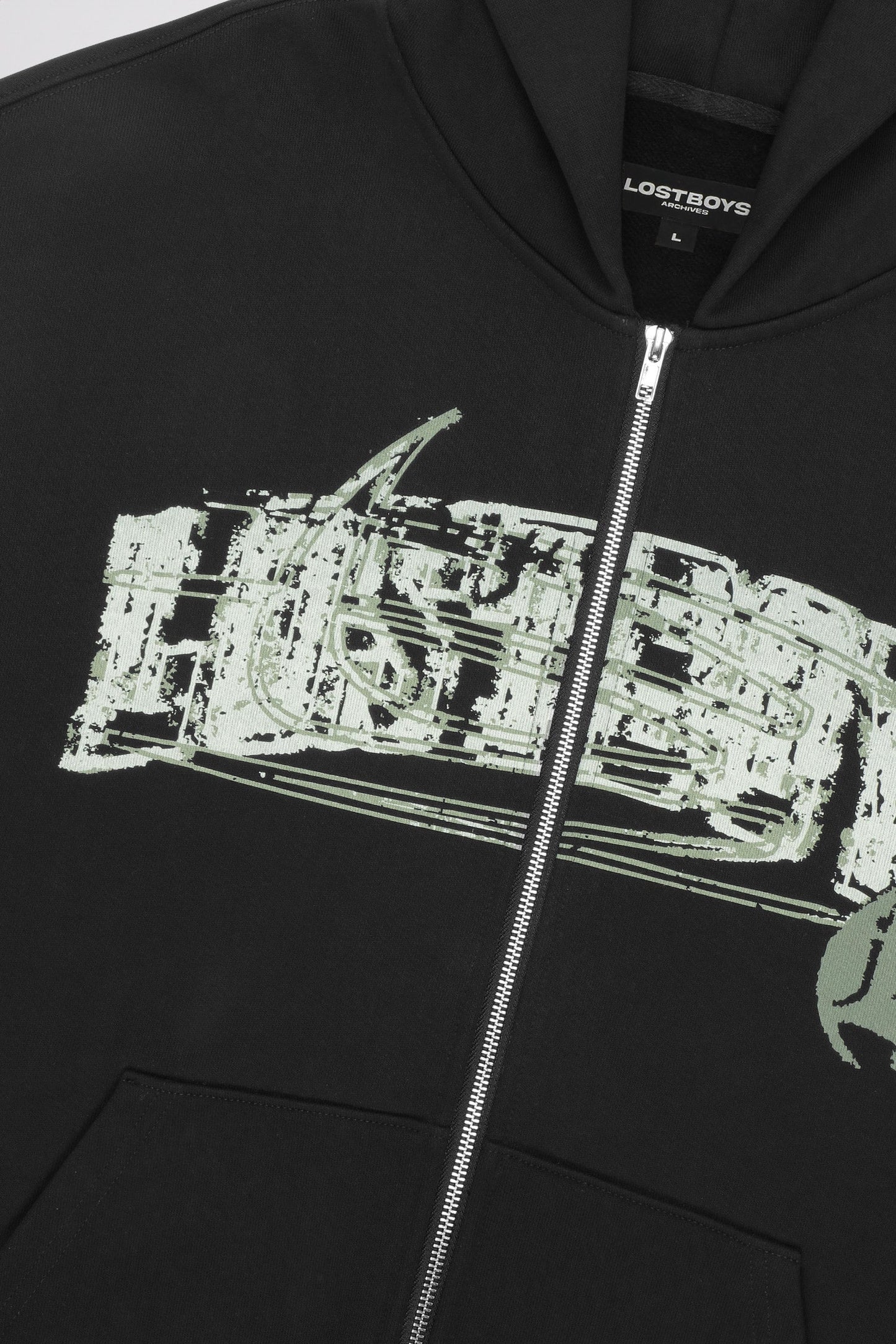 Lost Boys DIstrorted Zip Hoodie Black