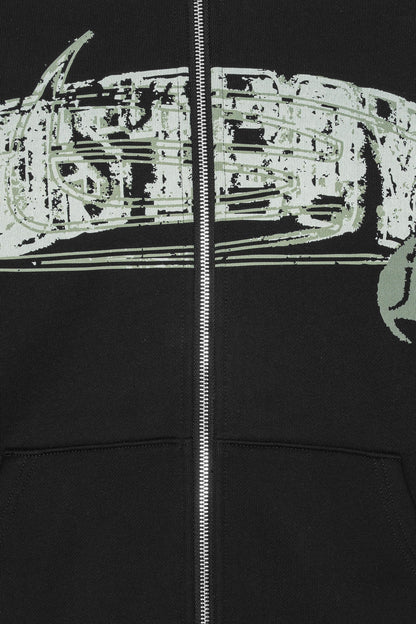 Lost Boys DIstrorted Zip Hoodie Black