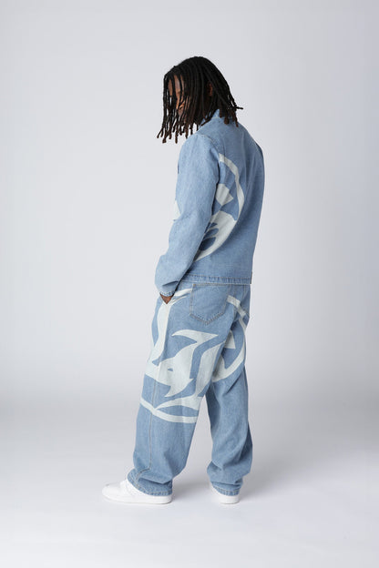 Lost Boys Logo Denim Jacket Light Blue