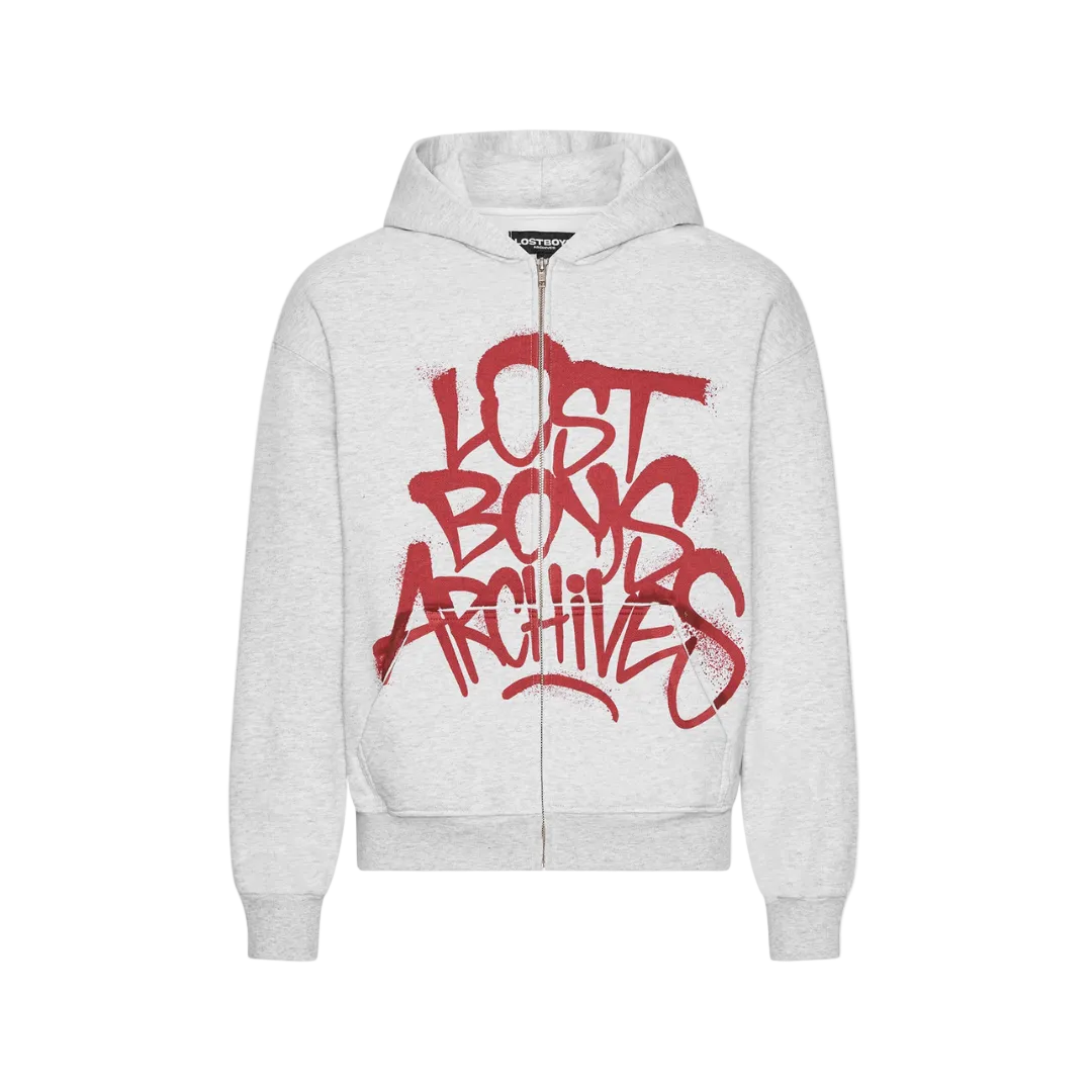 Lost Boys Tag Zip Hoodie Grey