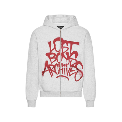 Lost Boys Tag Zip Hoodie Grey