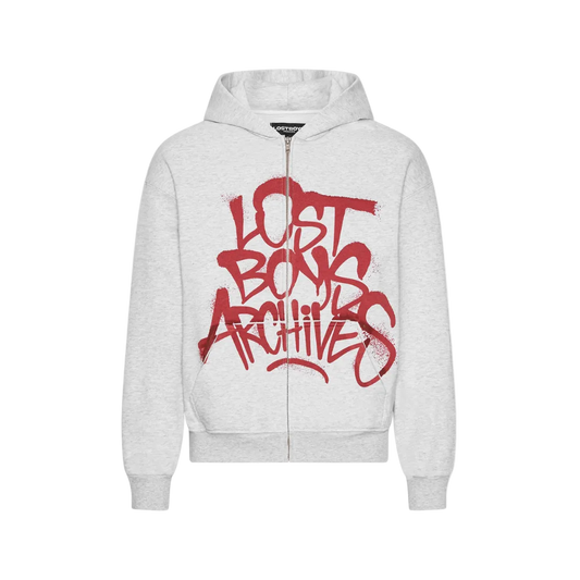 Lost Boys Tag Reißverschluss-Hoodie Grau