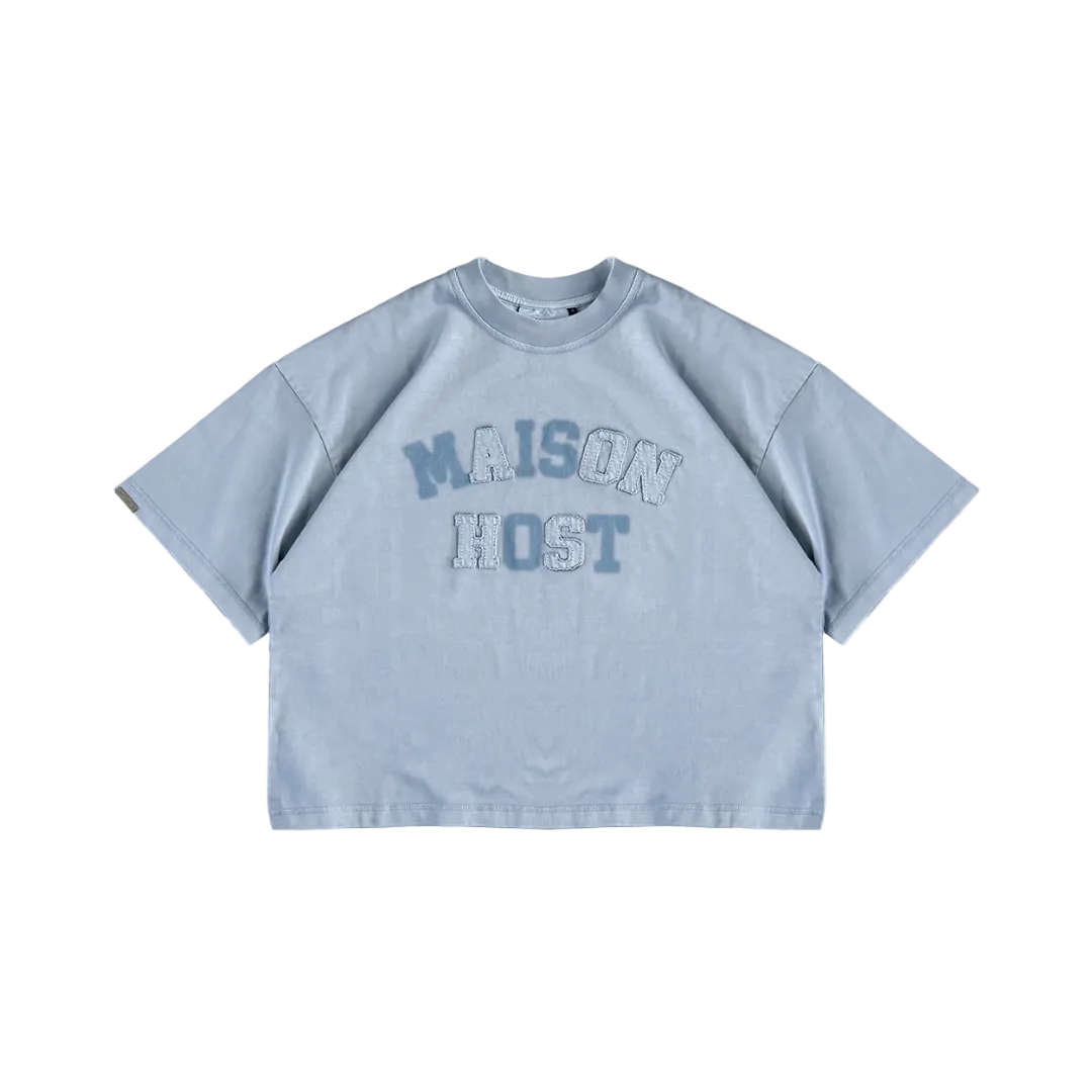 Maison Host Applique Dyed Tee Blau