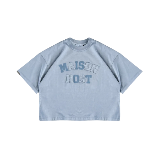 Maison Host Applique Dyed Tee Blue