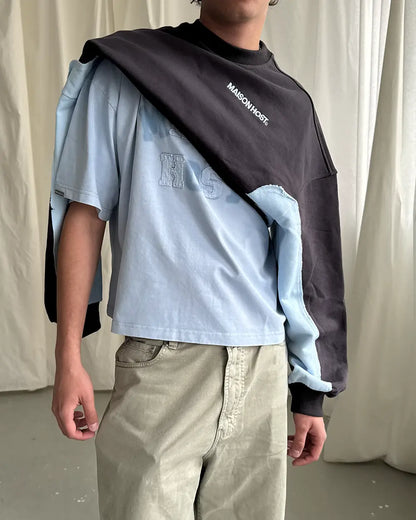 Maison Host Applique Dyed Tee Blau