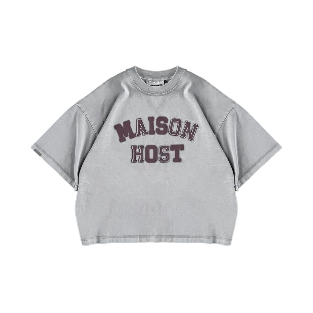 Maison Host Applique Dyed Tee Grau