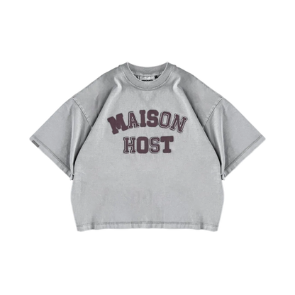 Maison Host Applique Dyed Tee Grau