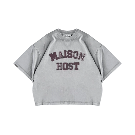 Maison Host Applique Dyed Tee Grey