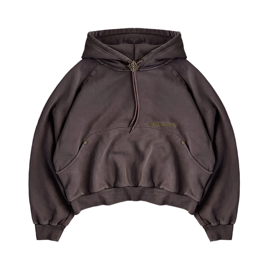 Maison Host Bolo Tie Hoodie Brown