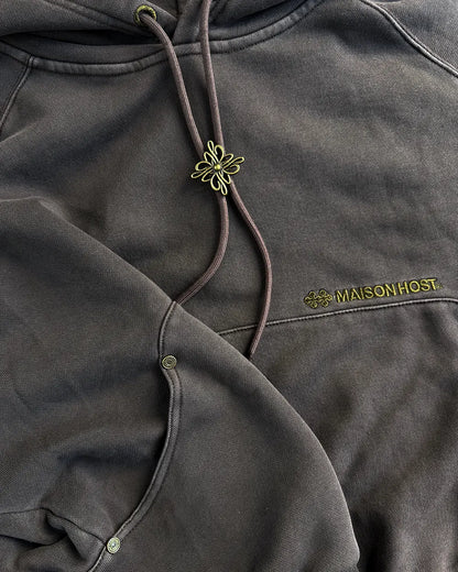 Maison Host Bolo Tie Hoodie Brown