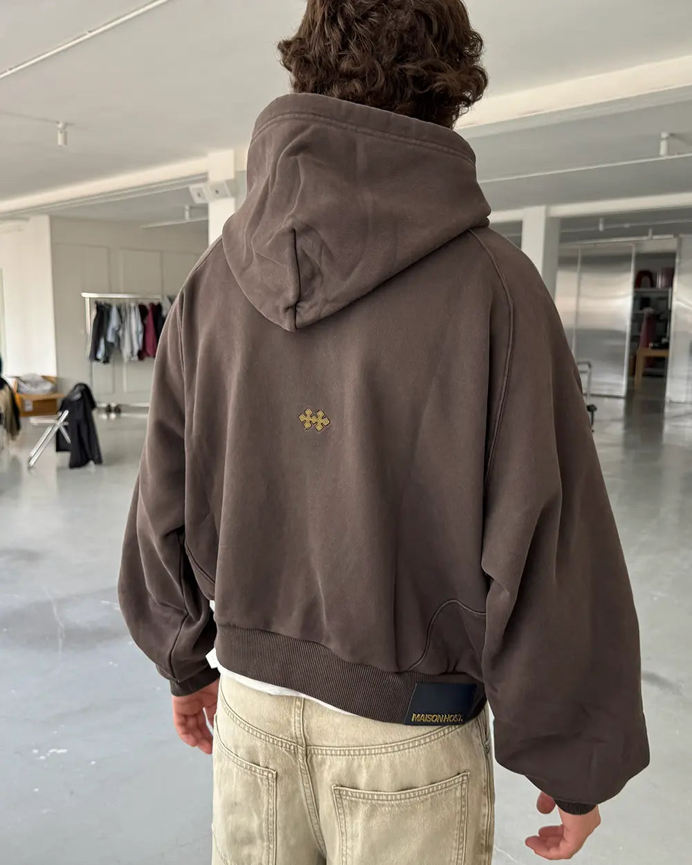 Maison Host Bolo Tie Hoodie Brown